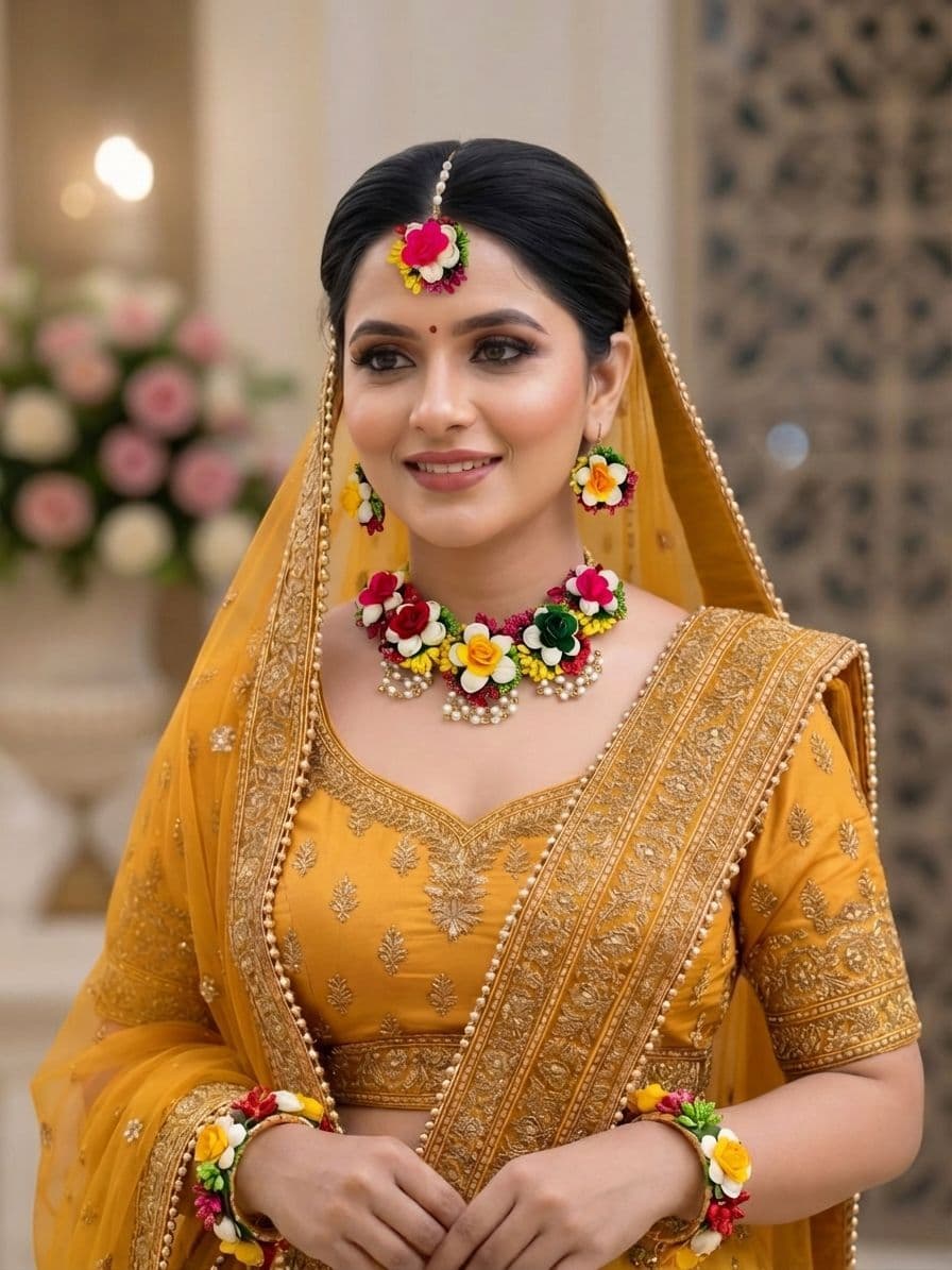 Bridal Blossom: Haldi Jewelry Set for the Elegant Bride