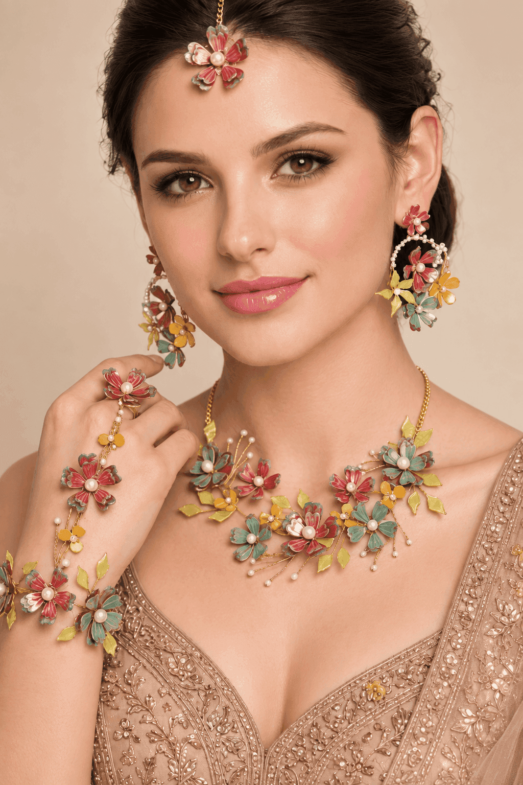 Opulent Floral Artistry – Luxury Handmade Resin Jewelry with Beaded Accents