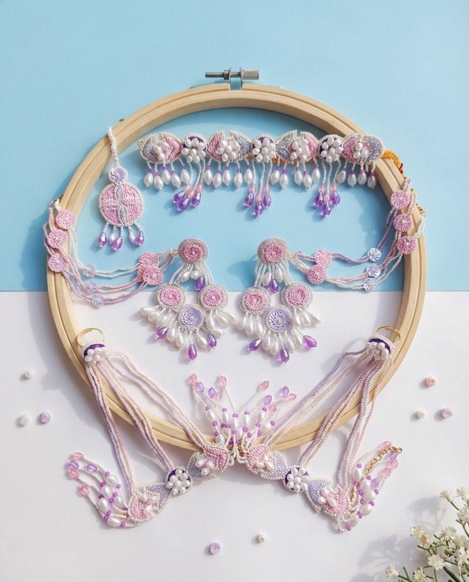 Radiant Blossoms: Handcrafted Multichrome Ornament Set for Women & Girls