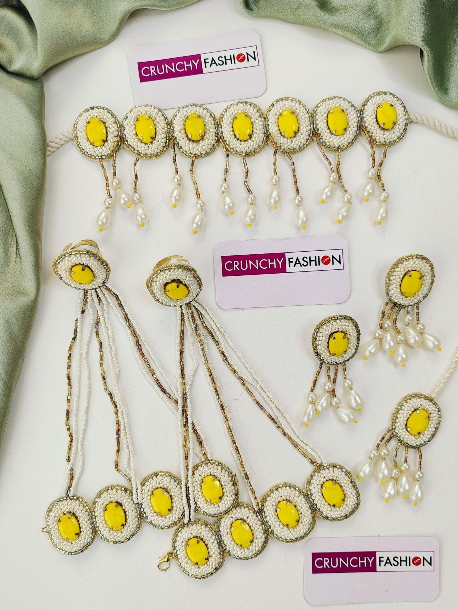Nitara's Sunshine Pearls: Elegant Floral Bridal Jewelry Set