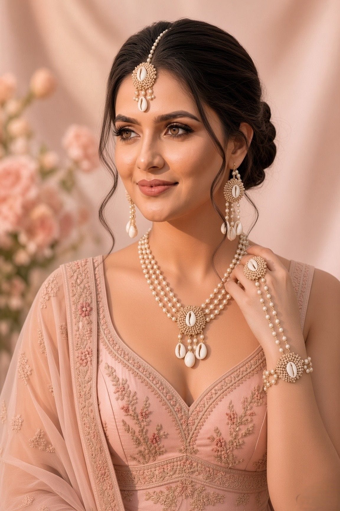 Eco Chic White Shell Haldi-Mehndi Jewelry Ensemble