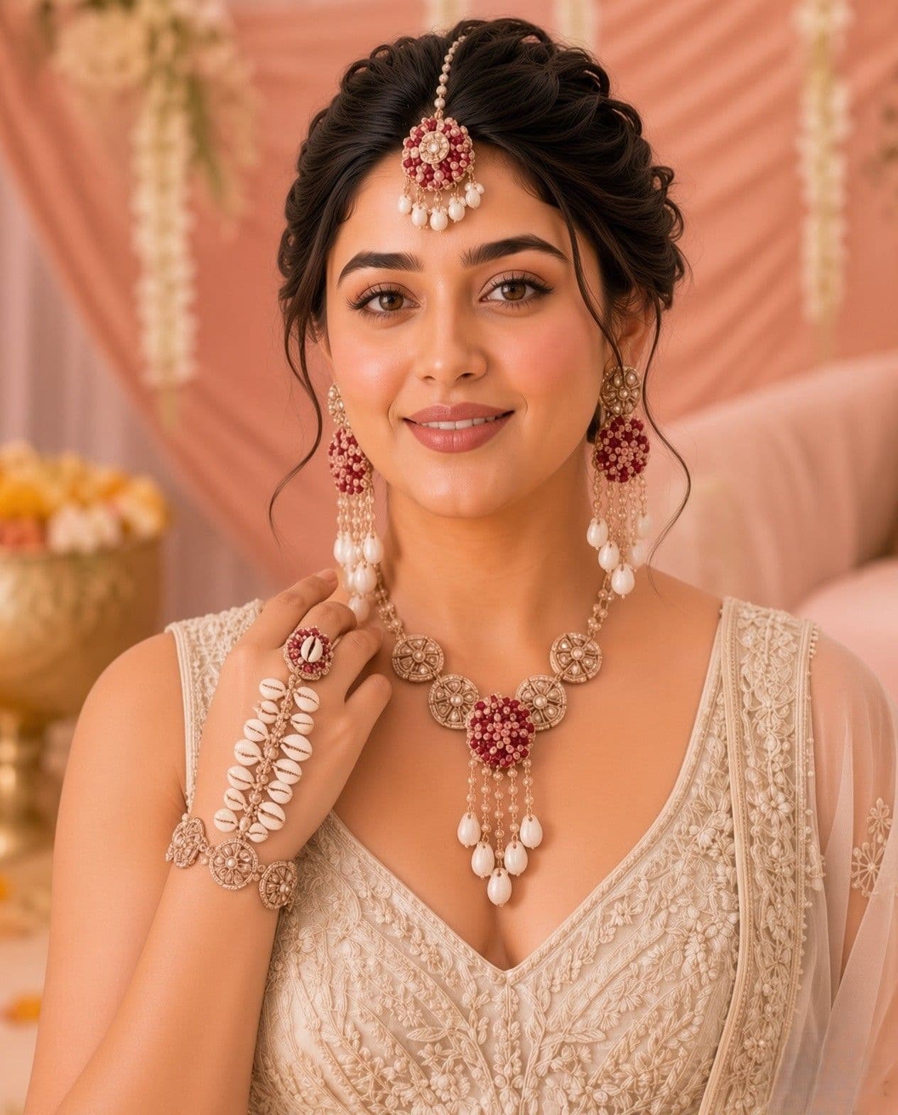 Lavender Luxury: Sea Shell & Pearl Fashion Jewellery Set